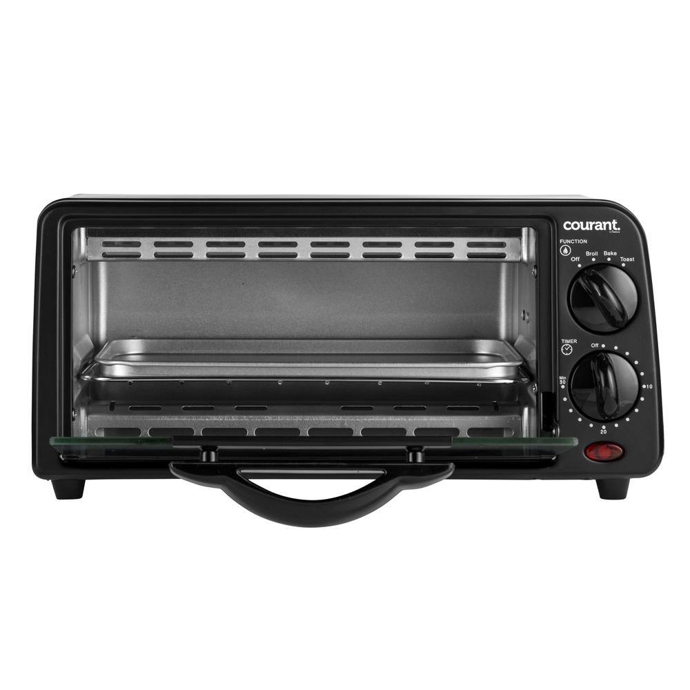 Courant 650-Watt 2-Slice Black Toaster Oven with Toast, Bake, and Broil Functions