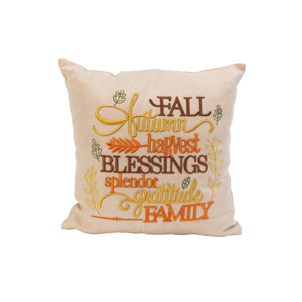 GERSON INTERNATIONAL 16 in L and 3 in High Fall Tone Embroidered Harvest Pillow