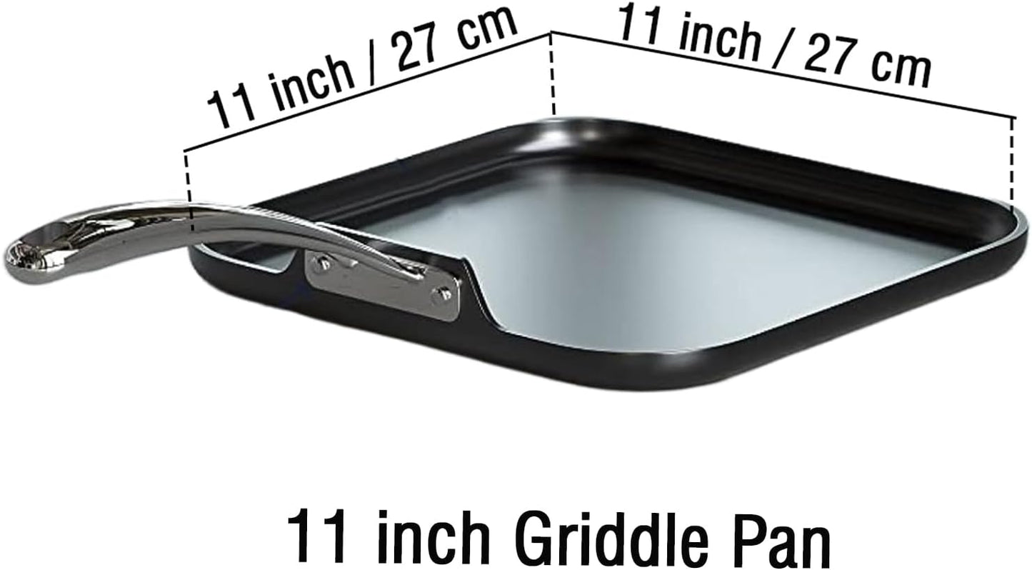 Cooks Standard 11 in. Hard-Anodized Aluminum Nonstick Griddle in Black