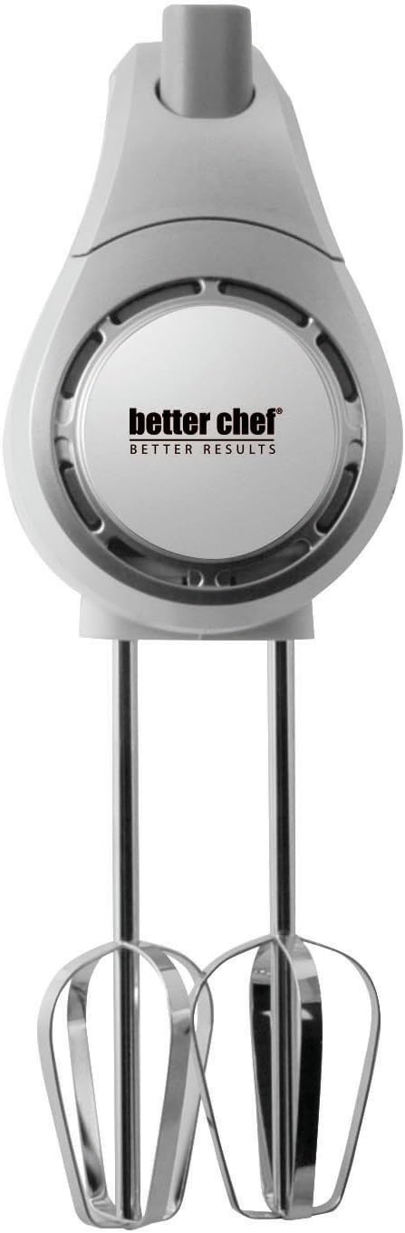 Better Chef 5-Speed 150-Watt White Hand Mixer with Silver Accents