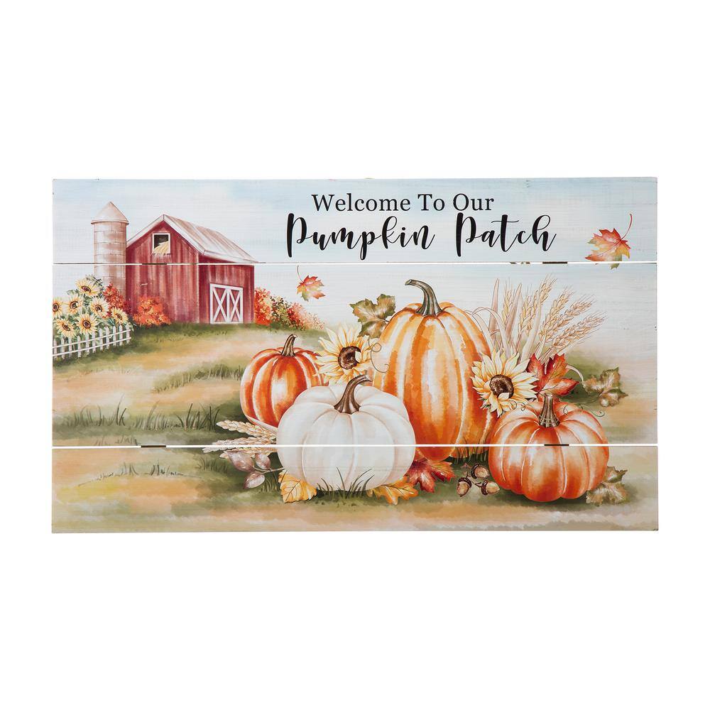 Glitzhome 24 in. H Fall Wooden Pumpkin Patch Wall Sign