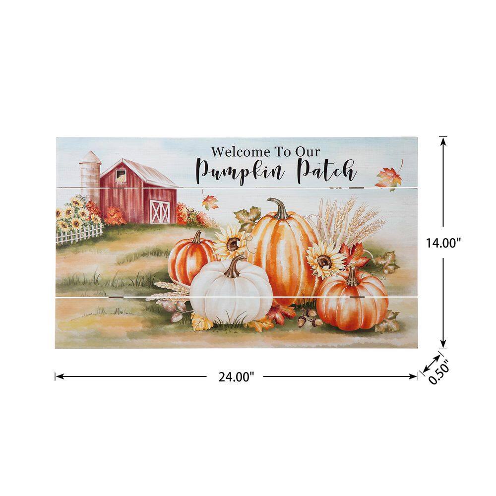 Glitzhome 24 in. H Fall Wooden Pumpkin Patch Wall Sign