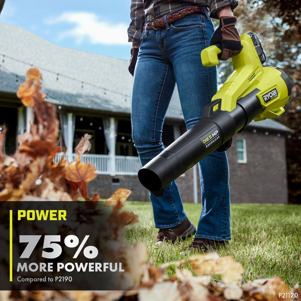 RYOBI ONE+ HP 18V Brushless 110 MPH 350 CFM Cordless Variable-Speed Jet Fan Leaf Blower (Tool Only)