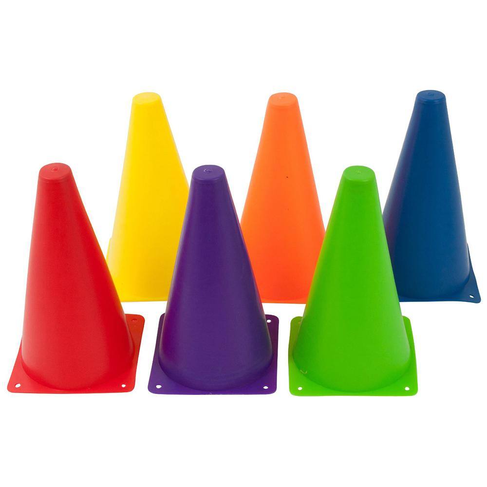 Trademark Innovations 9 in. Plastic Sports Training Cone Mixed Colors (6-Pack)