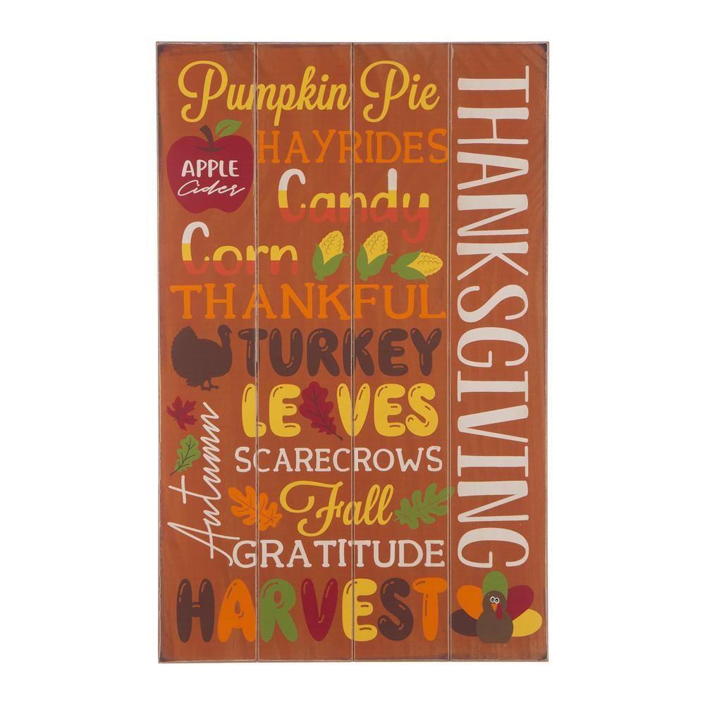 Glitzhome 24.00 in. H Thanksgiving Wooden Word Sign Hanging Decor