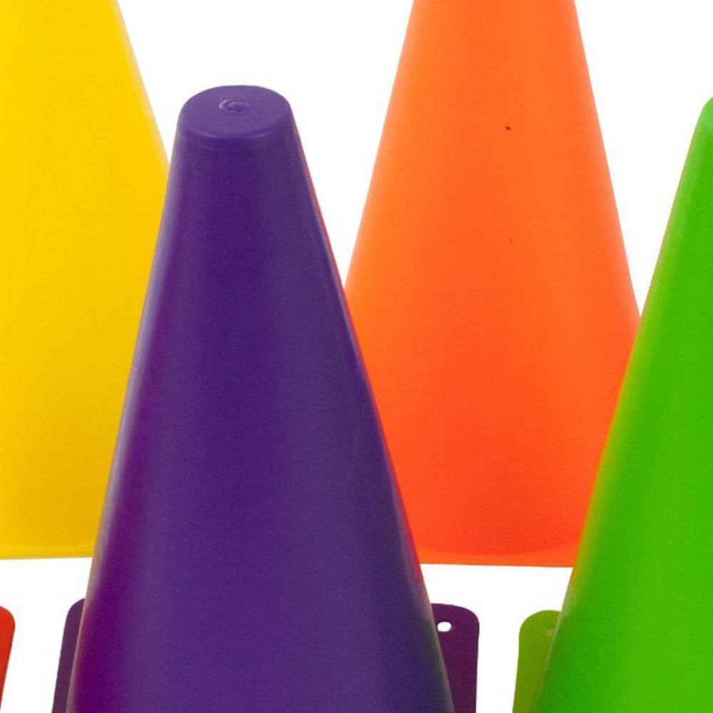 Trademark Innovations 9 in. Plastic Sports Training Cone Mixed Colors (6-Pack)