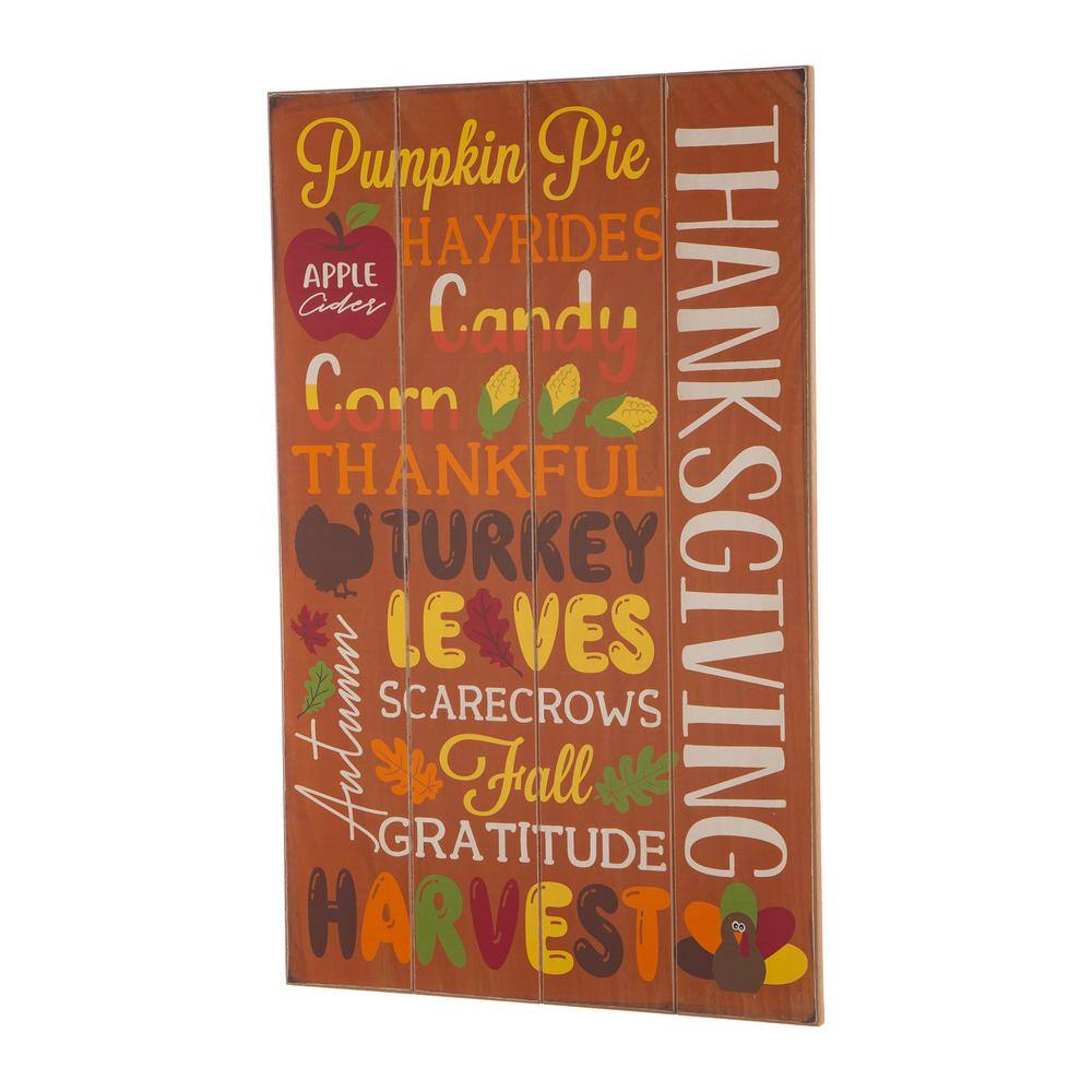 Glitzhome 24.00 in. H Thanksgiving Wooden Word Sign Hanging Decor