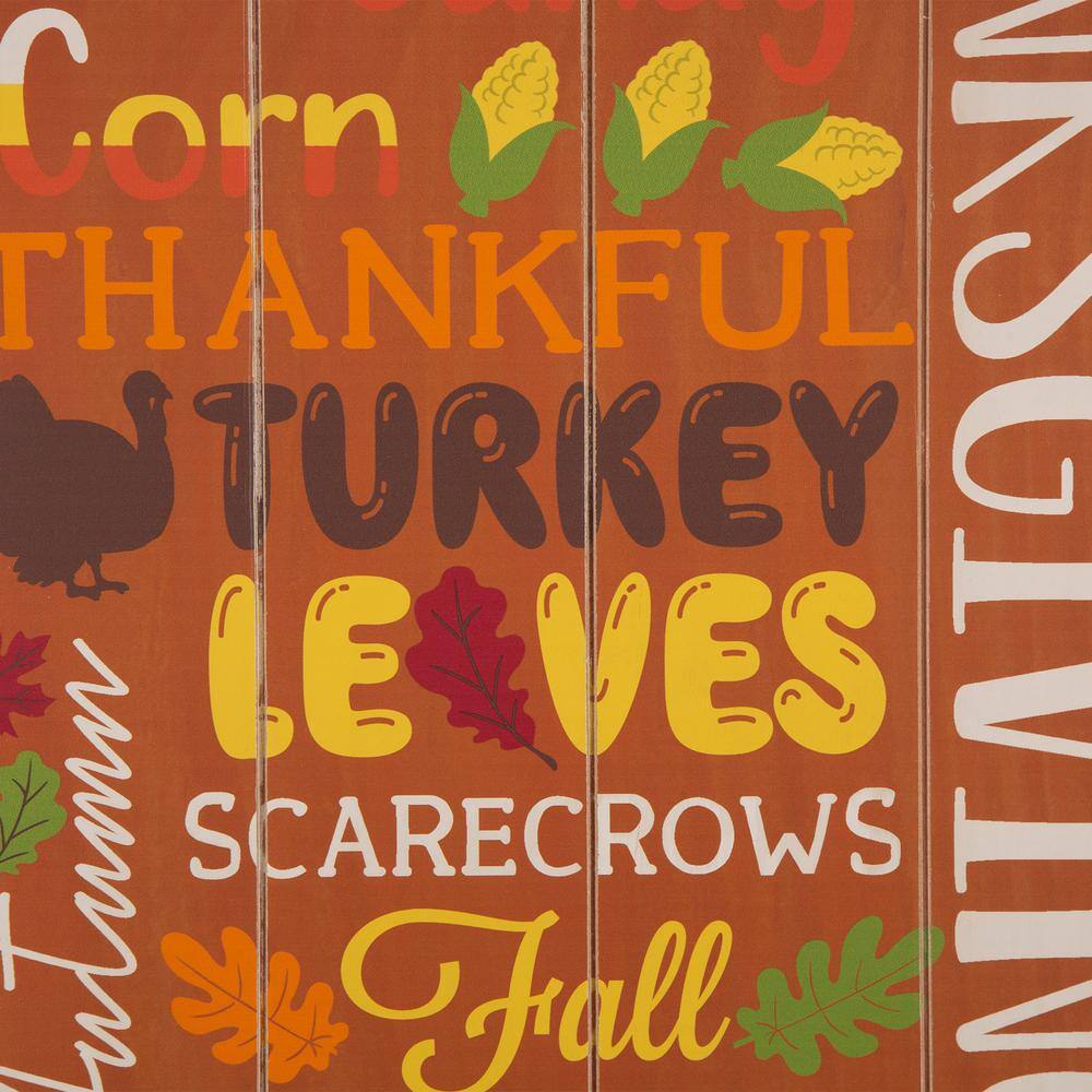 Glitzhome 24.00 in. H Thanksgiving Wooden Word Sign Hanging Decor