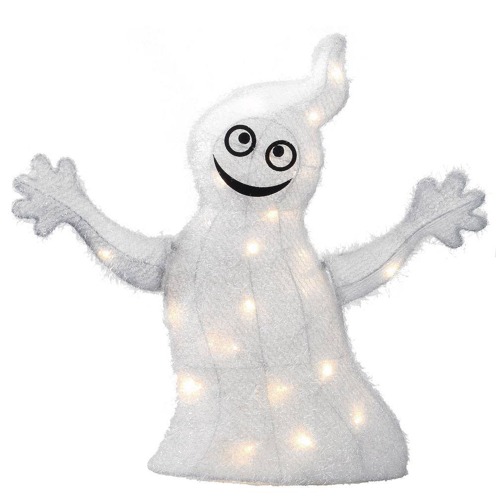 National Tree Company 18 in. Pre-Lit Halloween Smiling Ghost Outdoor Decoration with 25 LED Lights