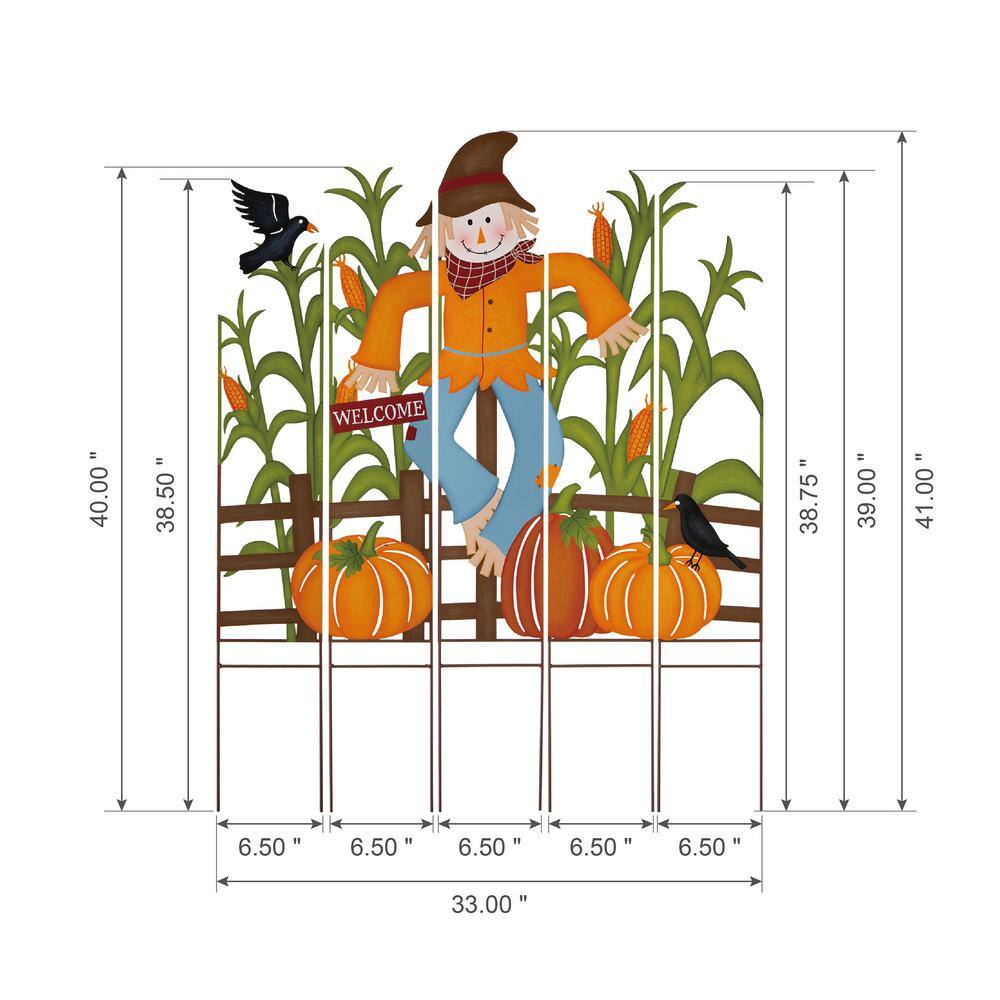 Glitzhome 41.5 in. H Fall Metal Scarecrow and Corns Combo Yard Stake