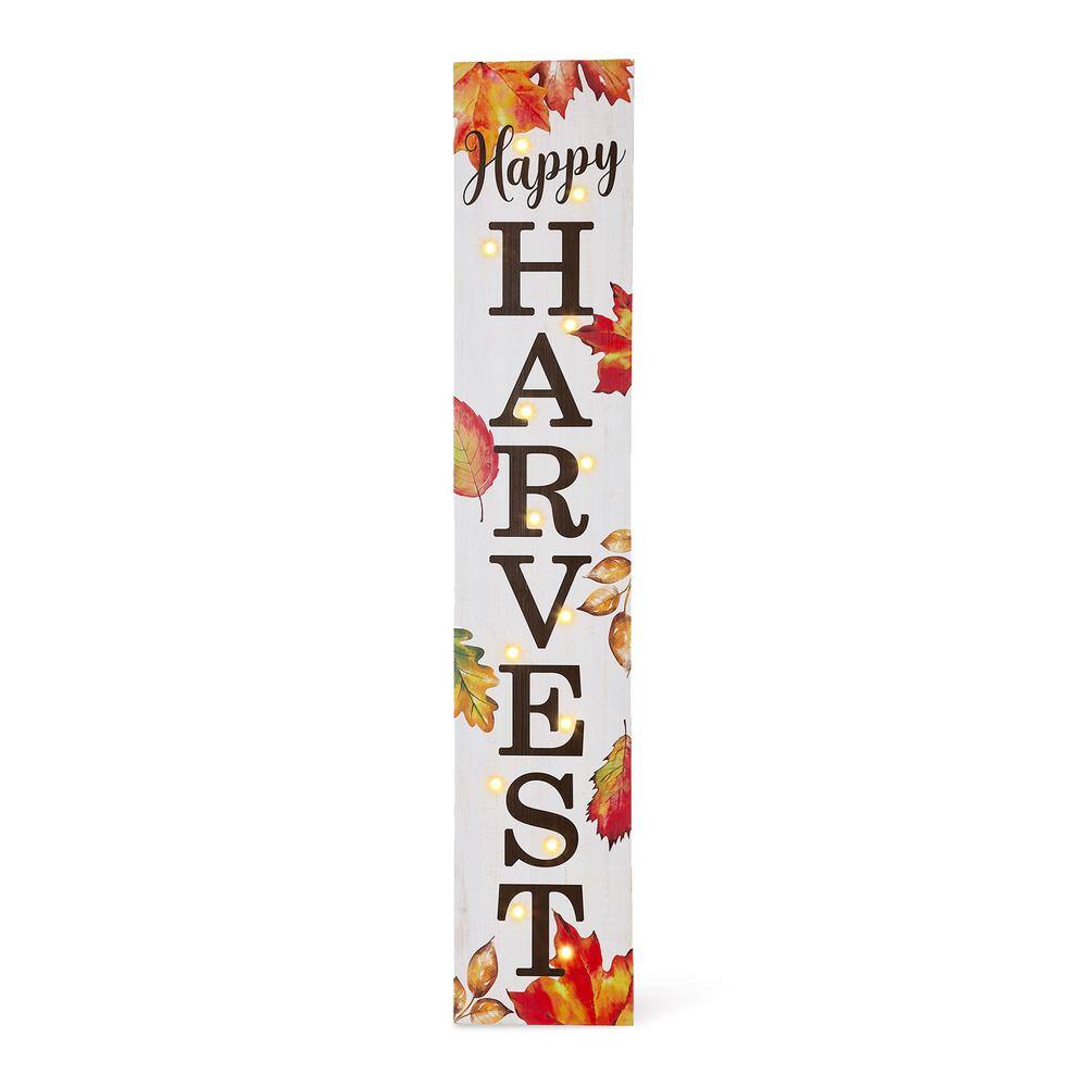 Glitzhome 42 in. H Fall Lighted Maple Leaves Wooden Porch Sign