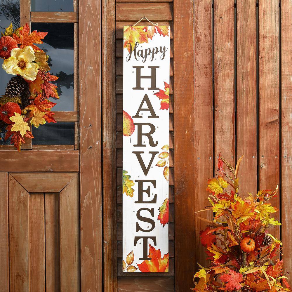 Glitzhome 42 in. H Fall Lighted Maple Leaves Wooden Porch Sign