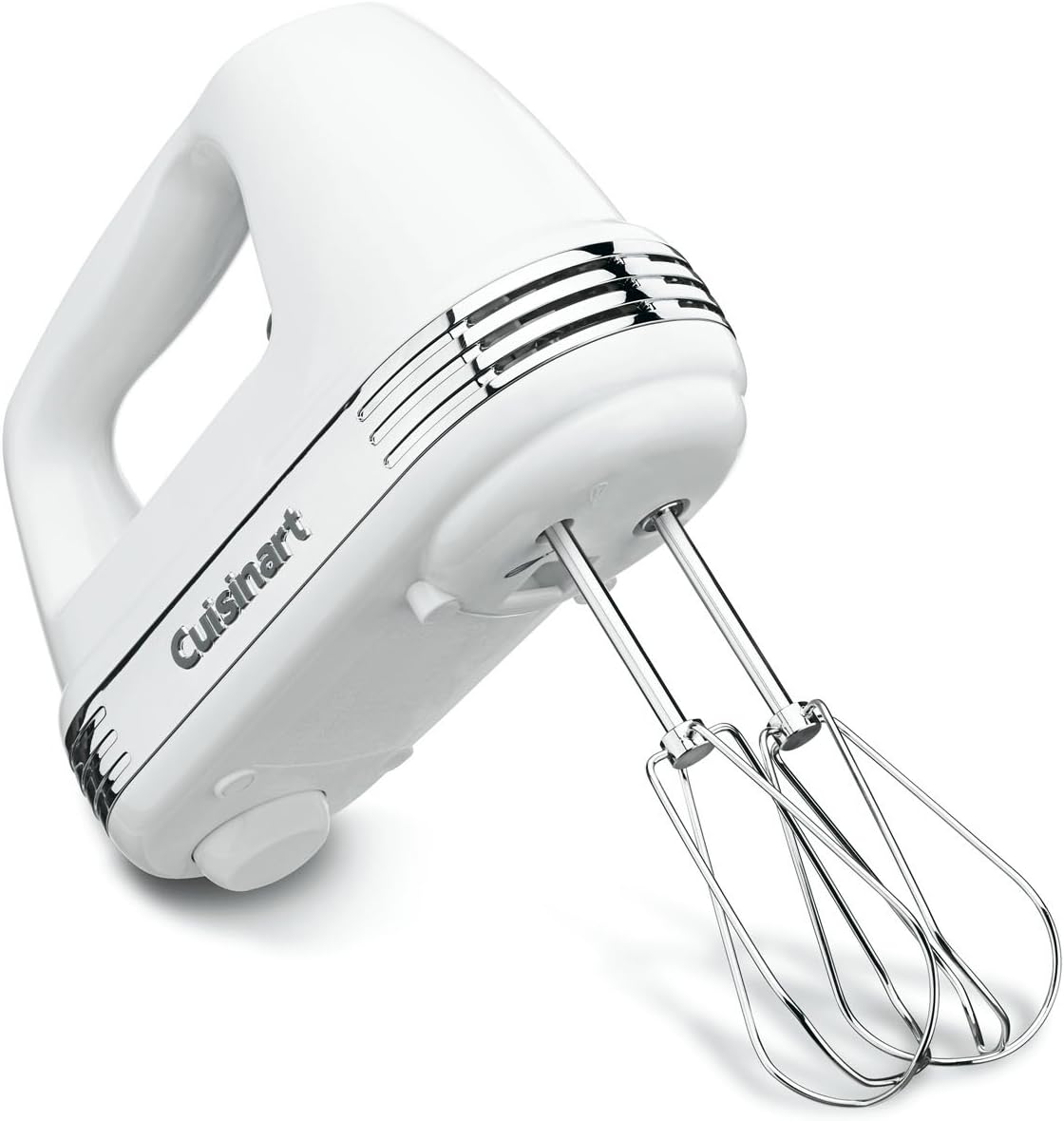 Cuisinart Power Advantage 9-Speed White Hand Mixer with Recipe Book and Beater, Whisk and Dough Hook Attachments