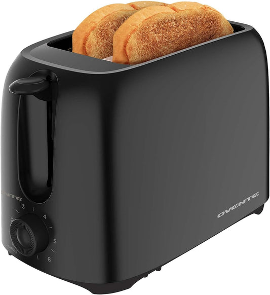 OVENTE 700-Watt 2-Slice Black Bread Toaster