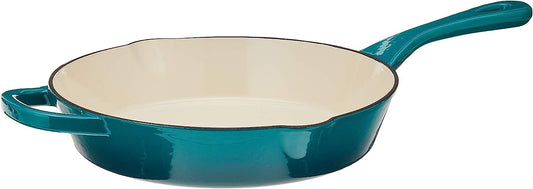 Crock-Pot Artisan 10 in. Cast Iron Nonstick Skillet in Teal Ombre with Helper Handle