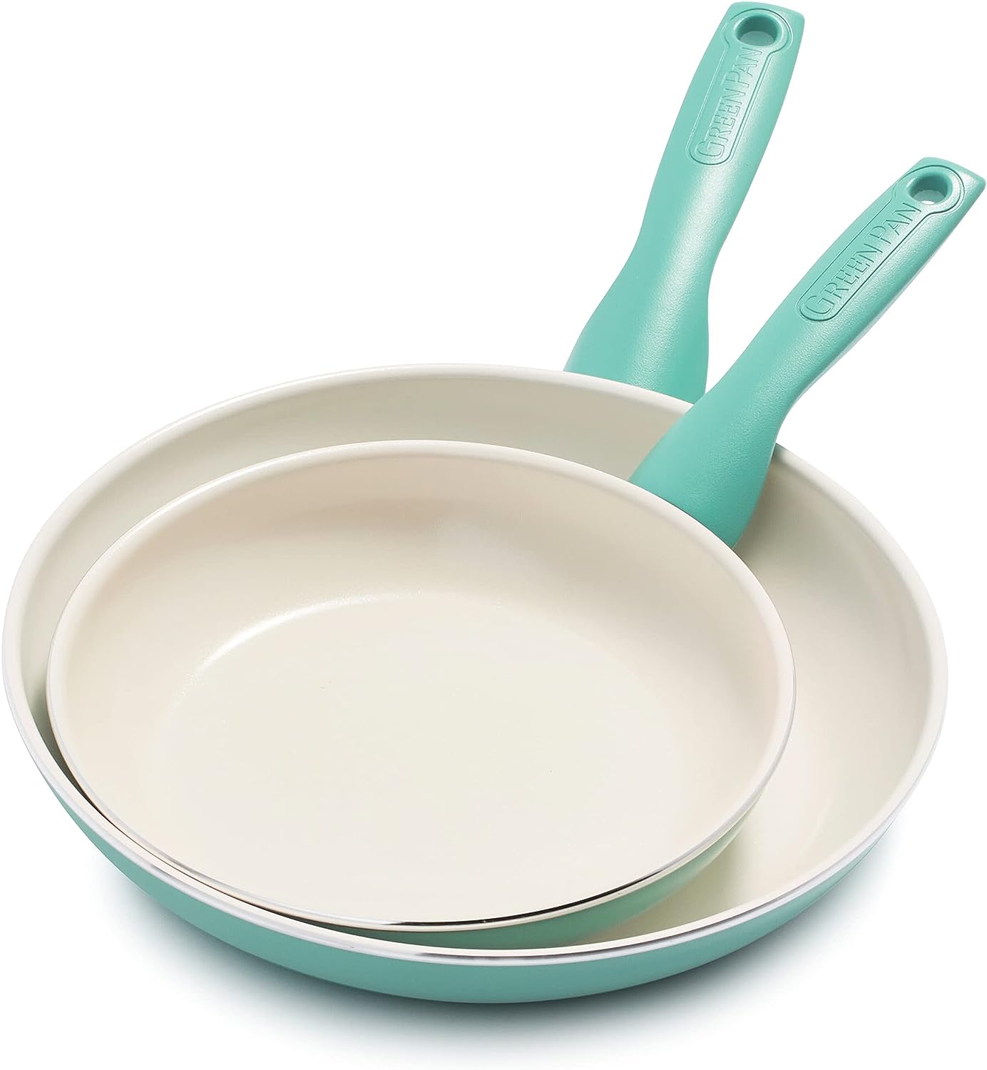 GreenPan Rio Aluminum Ceramic Nonstick 3-Piece Frypan Skillet Set in Turquoise