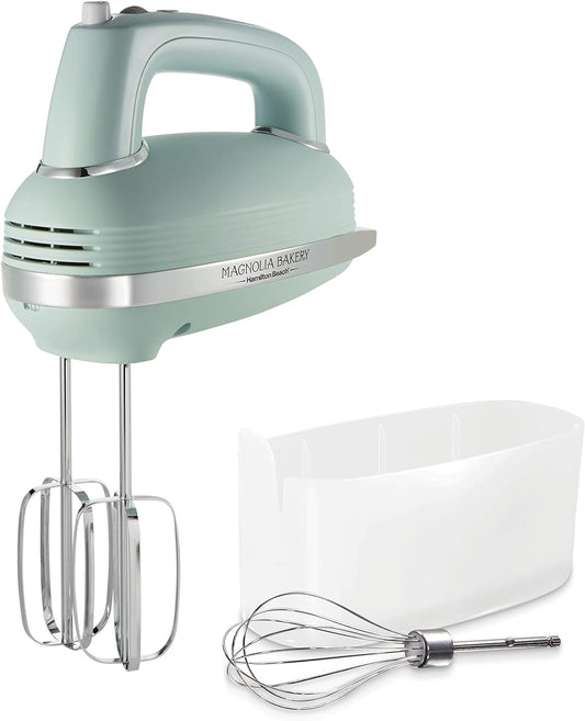 Magnolia Bakery 5-Speed Blue Hand Mixer with Storage Case