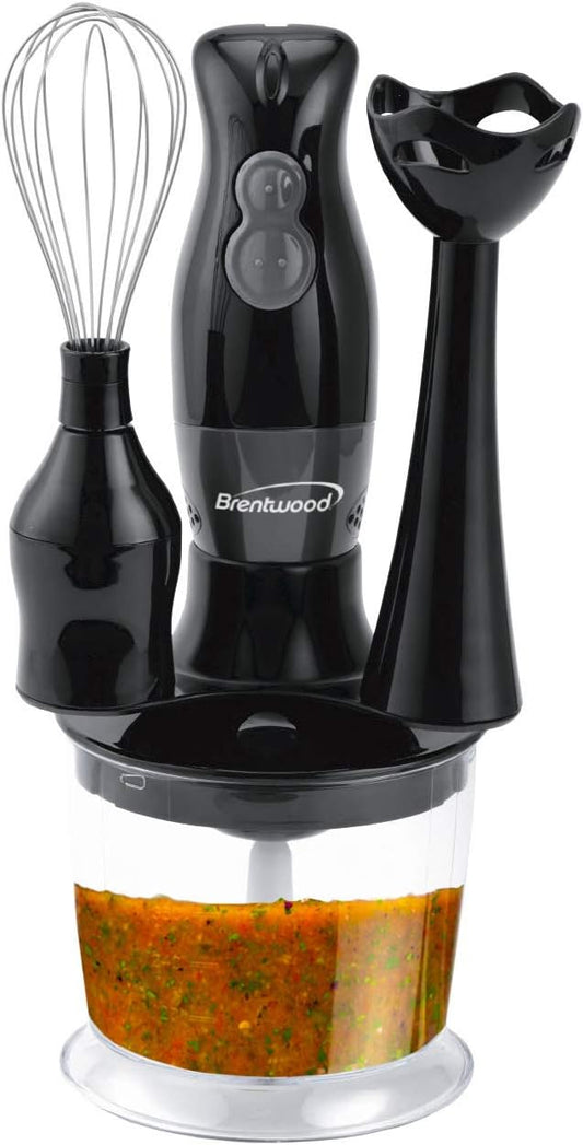 Brentwood Appliances 2-Speed Black Hand Mixer Blender and Food Processor with Balloon Whisk