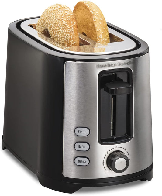 Hamilton Beach 750-Watt 2-Slice Black and Stainless Steel Wide Slot Toaster