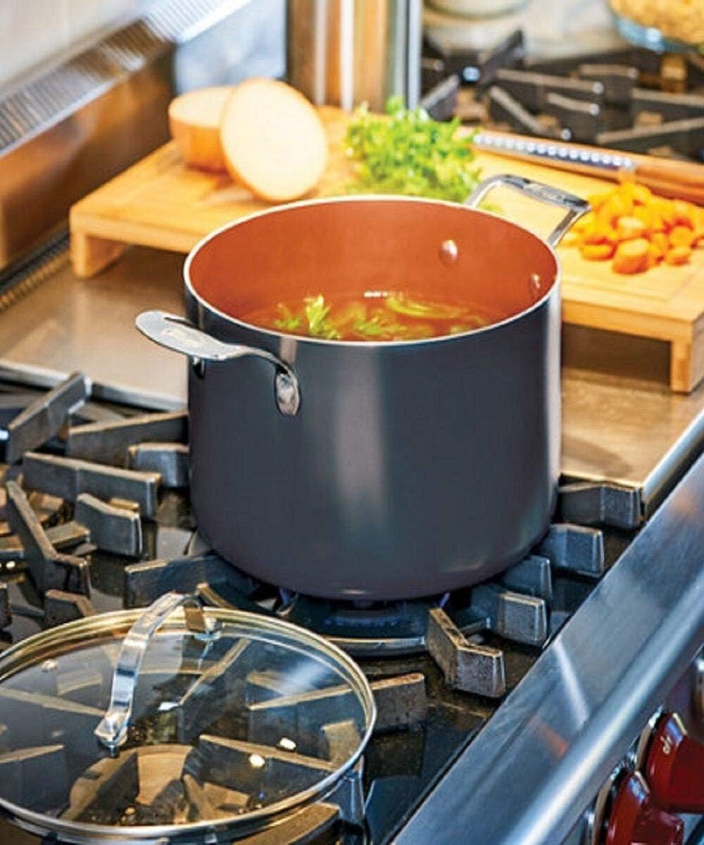 Gotham Steel 7 Qt. Aluminum Non-Stick Ti-Ceramic Stock Pot with Glass Lid