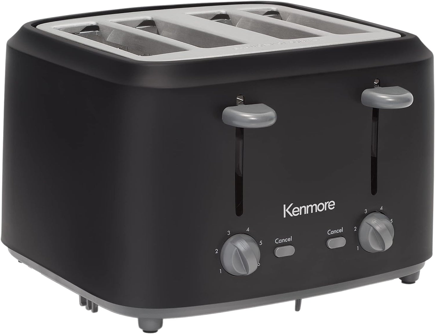 KENMORE 4-Slice Toaster with Dual Controls, Matte Black and Gray, Wide Slots, Adjustable Browning