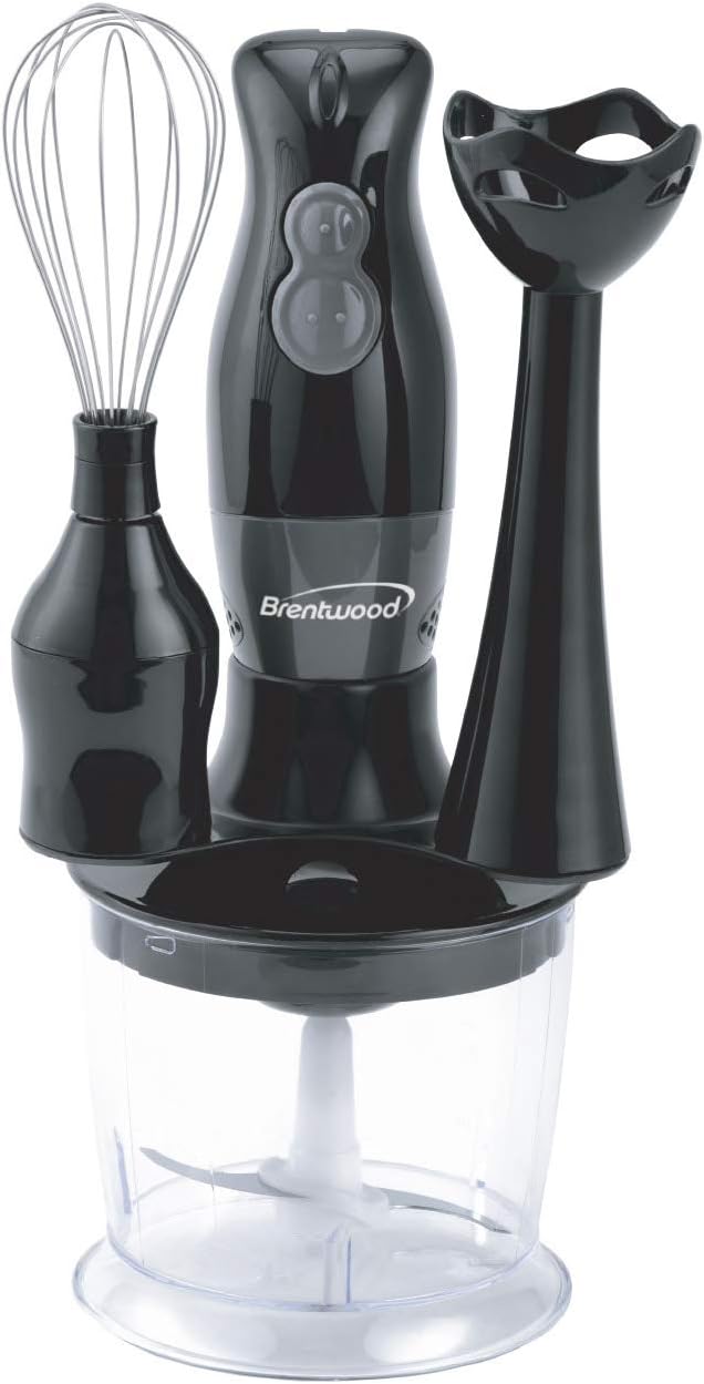 Brentwood Appliances 2-Speed Black Hand Mixer Blender and Food Processor with Balloon Whisk