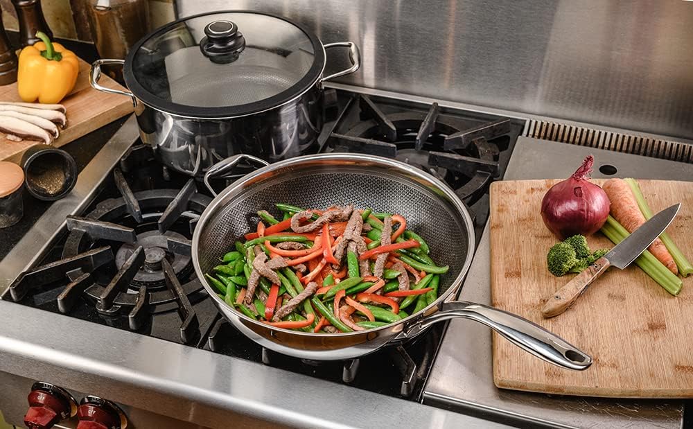 Black Cube 12.5 in. Hybrid Quick Release Wok in Stainless Steel