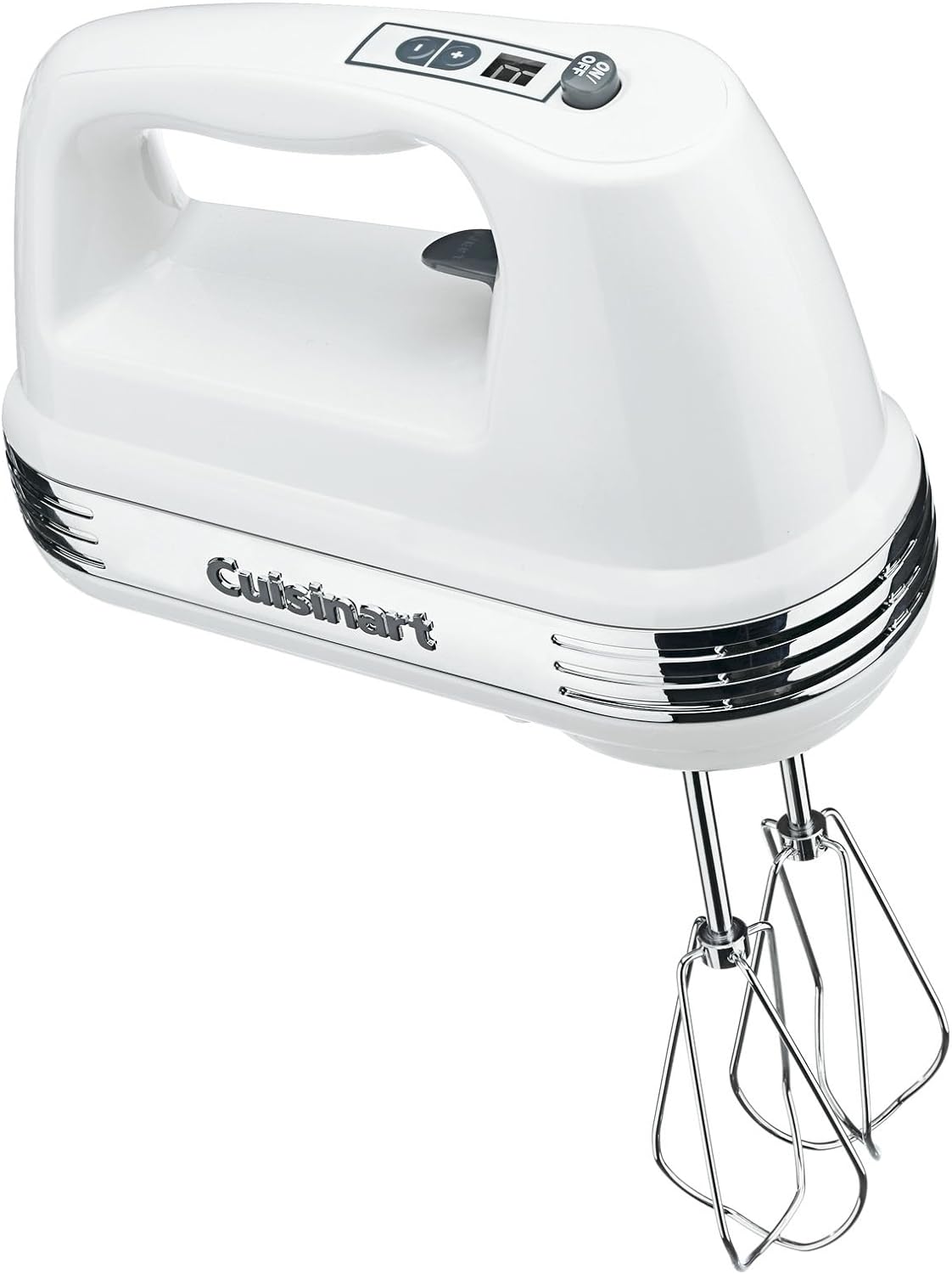 Cuisinart Power Advantage 9-Speed White Hand Mixer with Recipe Book and Beater, Whisk and Dough Hook Attachments