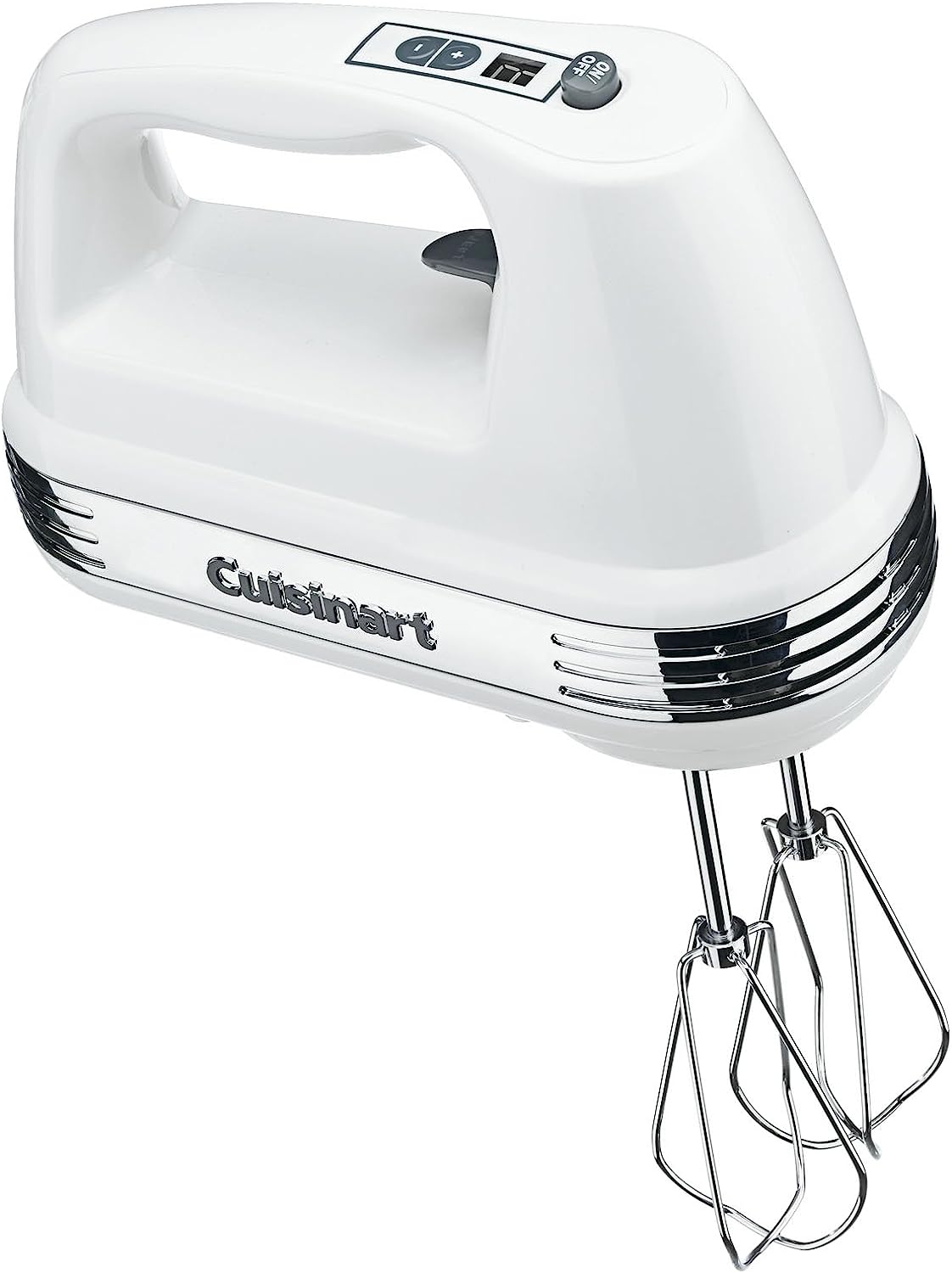 Cuisinart Power Advantage 9-Speed White Hand Mixer with Recipe Book and Beater, Whisk and Dough Hook Attachments