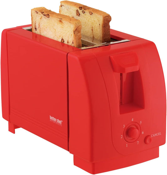 Better Chef Compact 2-Slice Countertop Toaster in Red