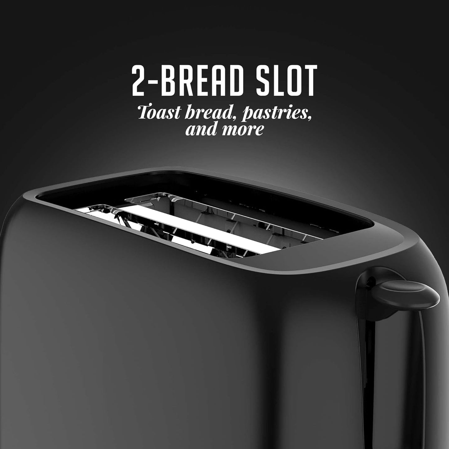 OVENTE 700-Watt 2-Slice Black Bread Toaster