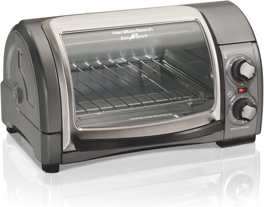 Hamilton Beach Easy Reach 1200 W 4-Slice Grey Toaster Oven with Roll-Top Door