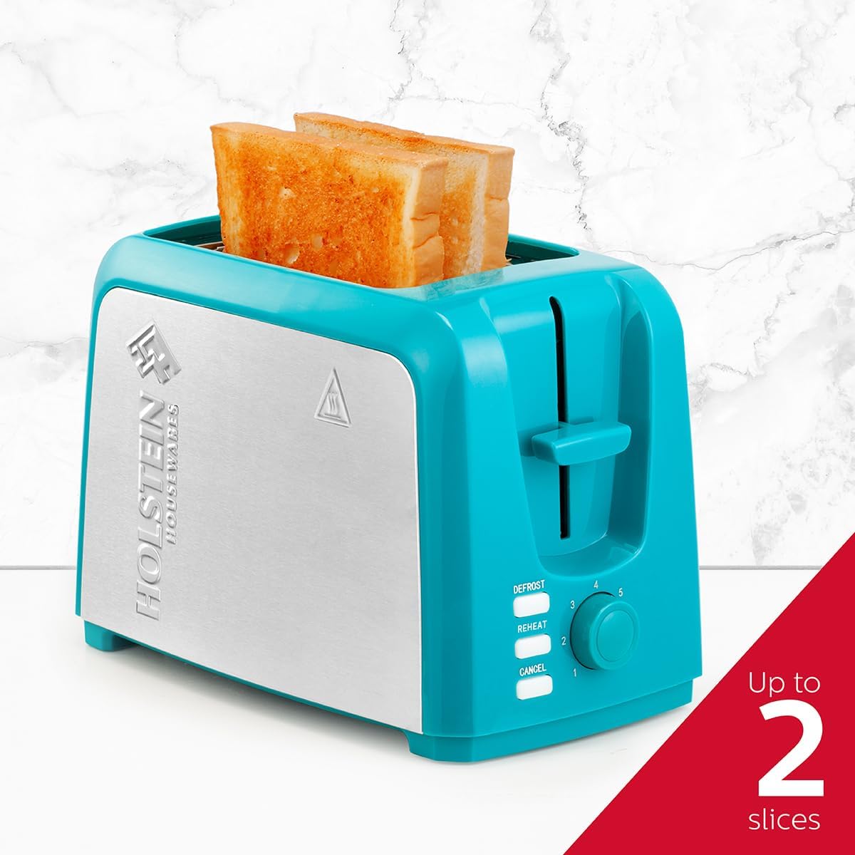 HOLSTEIN HOUSEWARES Everyday 750-Watt 2-Slice Teal Wide Slot Toaster