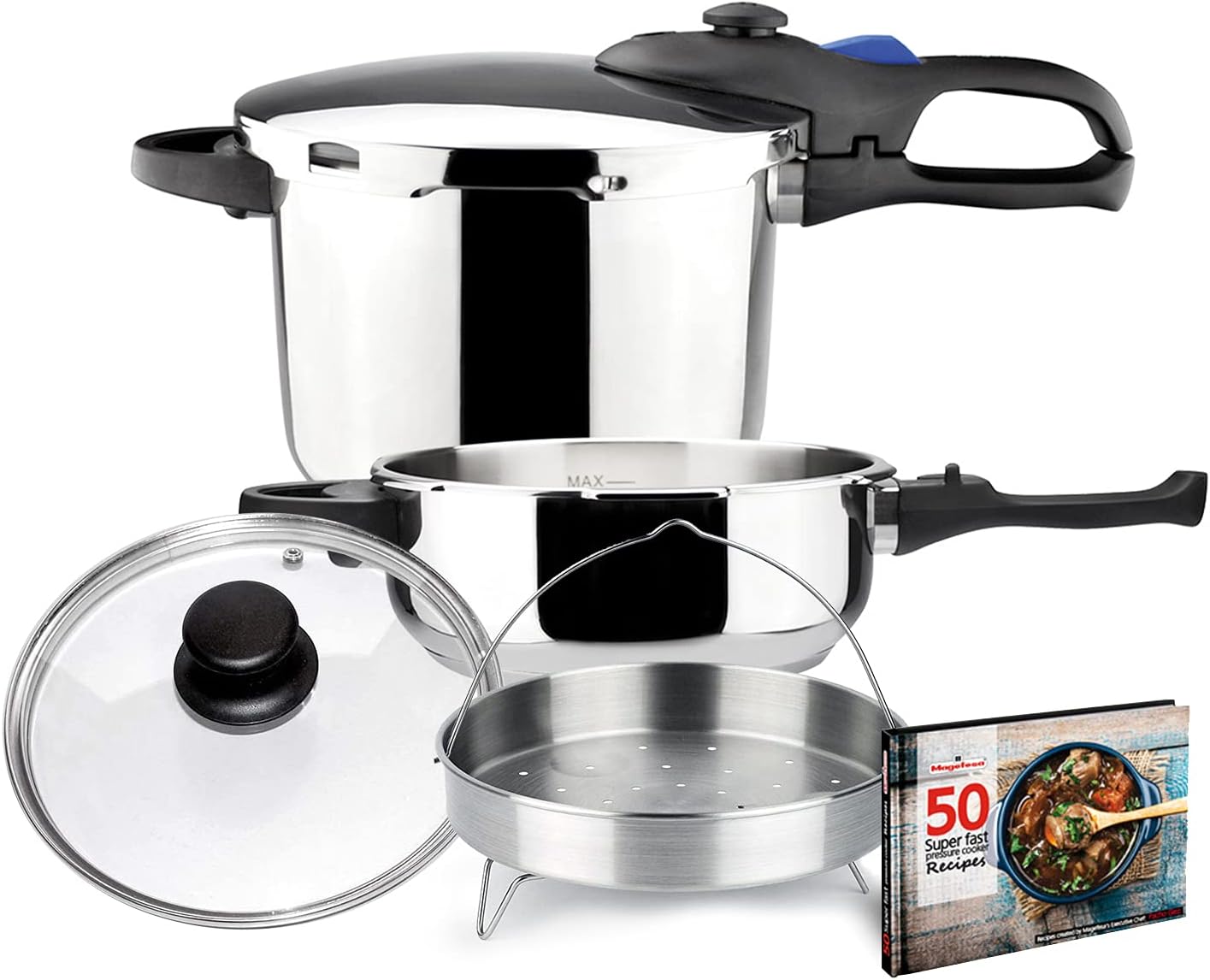 Magefesa Favorit 4.2 + 6.3 Qt. Stainless Steel Pressure Cooker Set