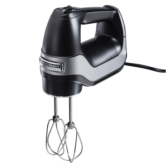 Hamilton Beach Professional 5-Speed Black Hand Mixer with Stainless Steel Attachments and Snap-On Storage Case