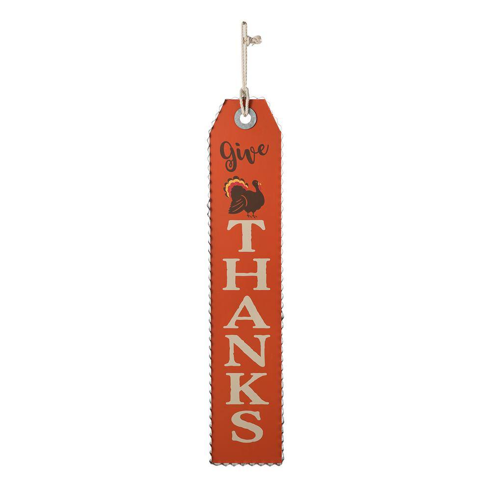 Glitzhome 35.5 in. H Fall Harvest and Thanksgiving Double Sided Wooden Tag Porch Sign