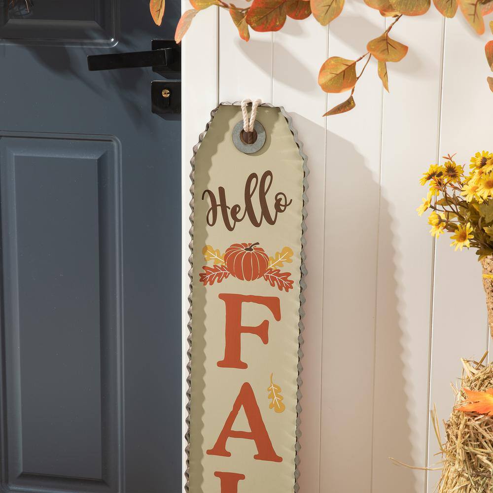 Glitzhome 35.5 in. H Fall Harvest and Thanksgiving Double Sided Wooden Tag Porch Sign