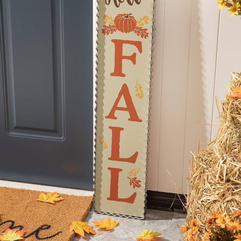 Glitzhome 35.5 in. H Fall Harvest and Thanksgiving Double Sided Wooden Tag Porch Sign