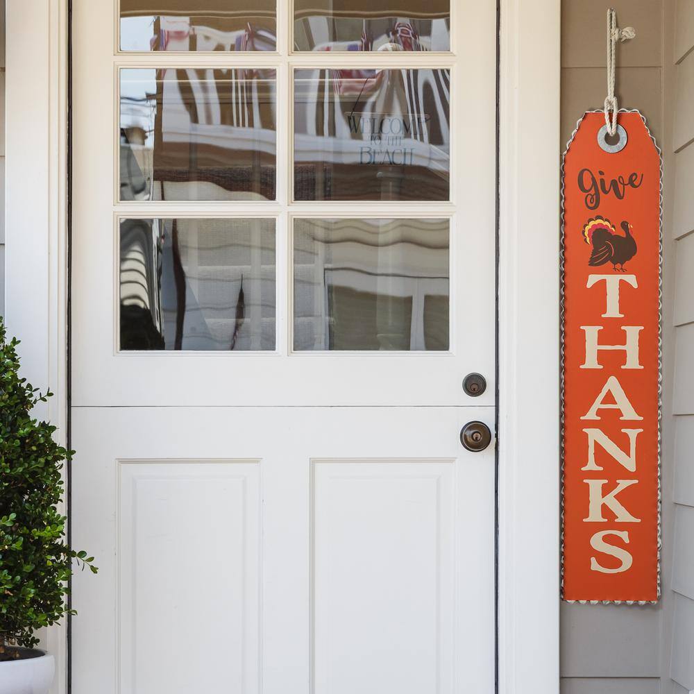 Glitzhome 35.5 in. H Fall Harvest and Thanksgiving Double Sided Wooden Tag Porch Sign