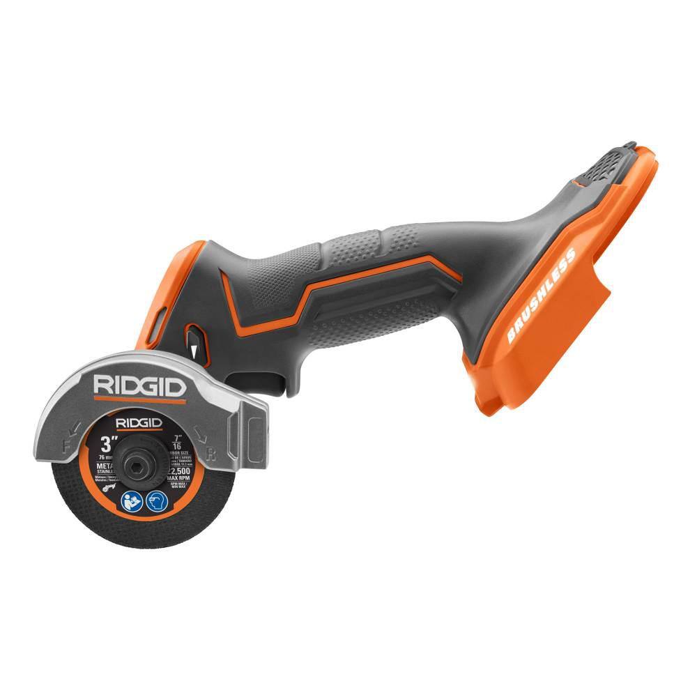 RIDGID 18V SubCompact Brushless Cordless 3 in. Multi-Material Saw (Tool Only) with (9) Cutting Wheels