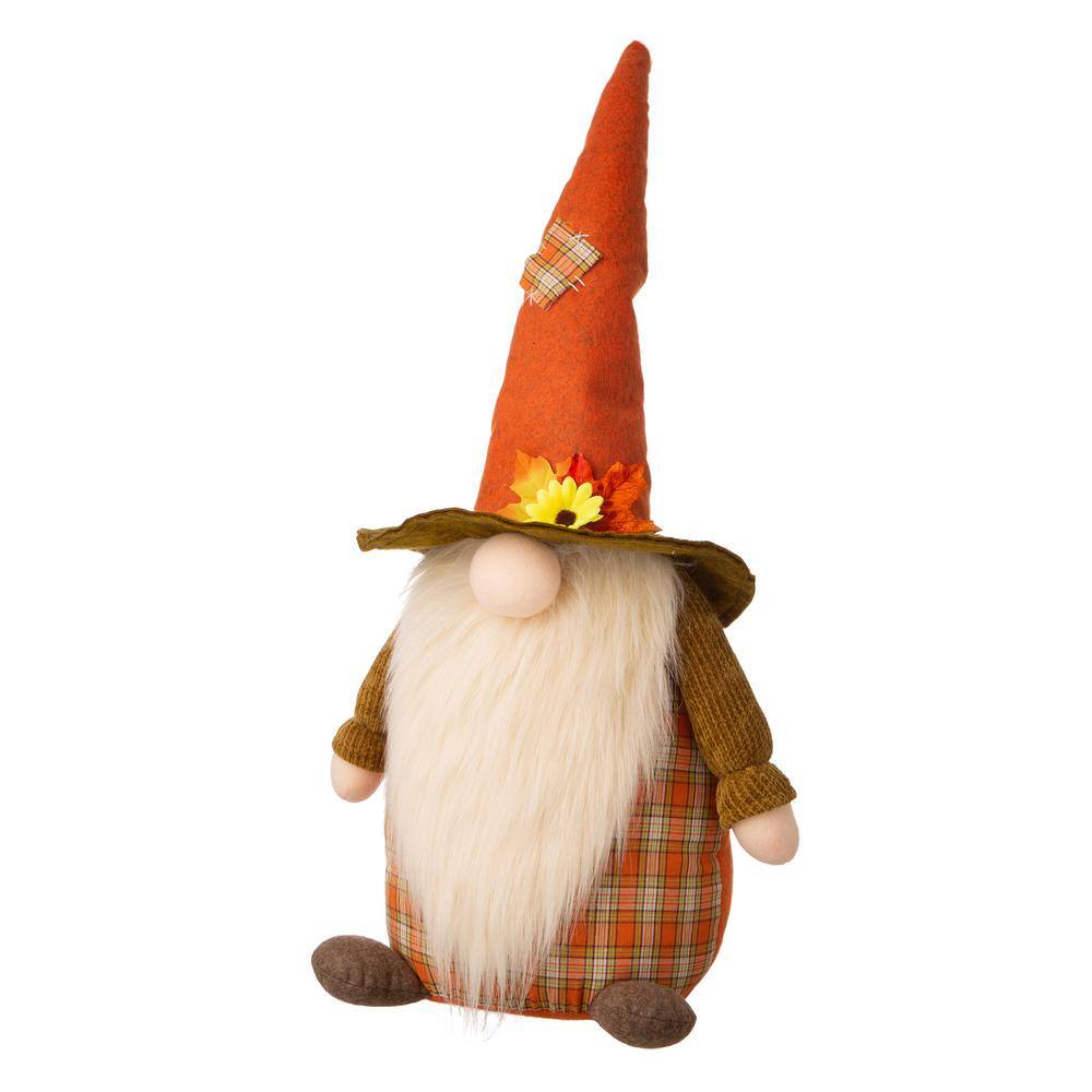 Glitzhome 24 in. H Fall Fabric Gnome Standing Decor