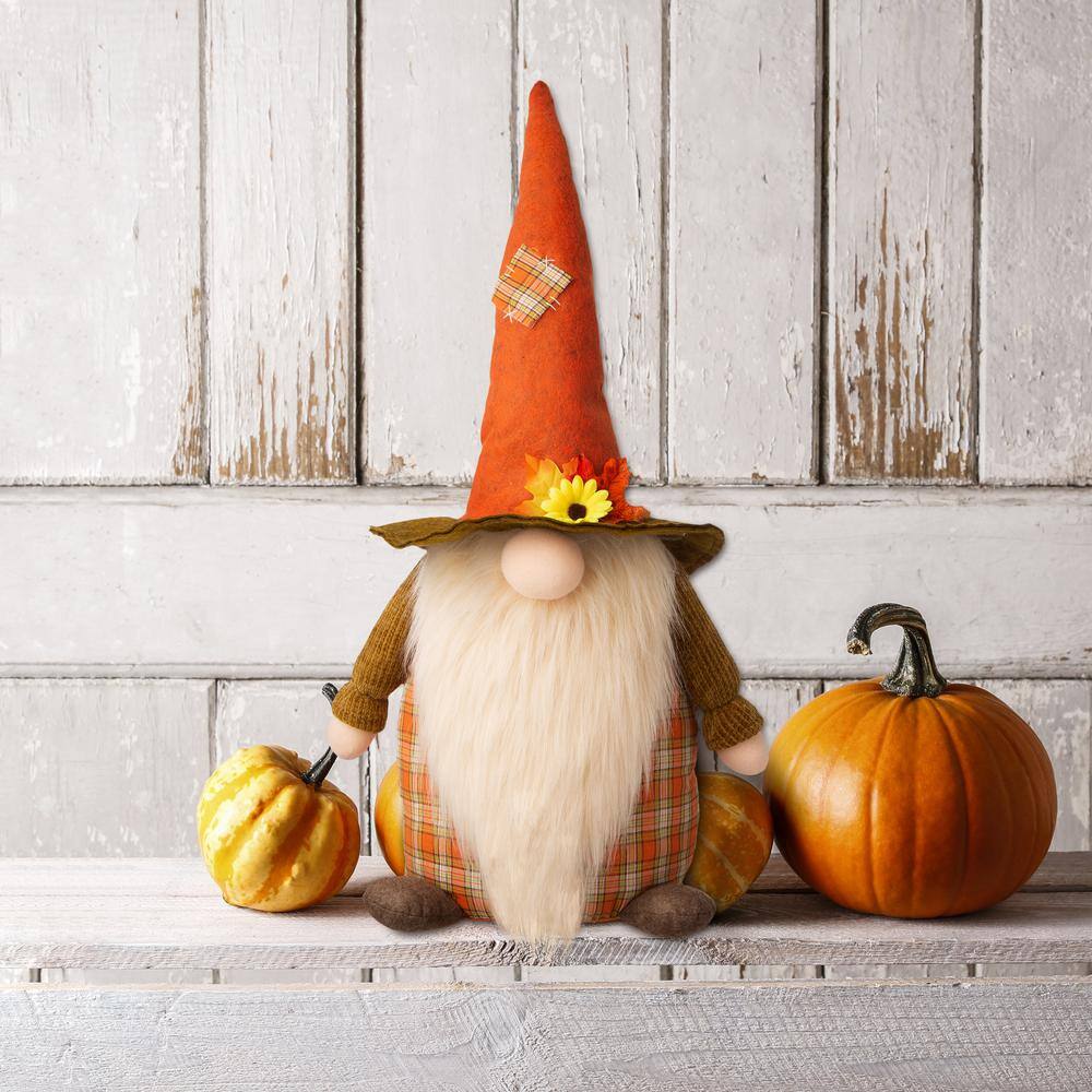 Glitzhome 24 in. H Fall Fabric Gnome Standing Decor