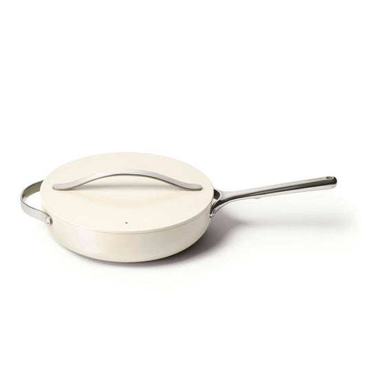 CARAWAY HOME 3 qt. Ceramic Nonstick Saute Pan in Cream