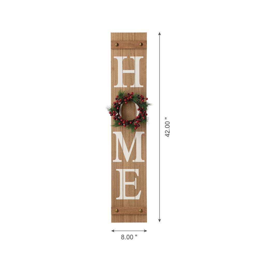 Glitzhome 42 in. H Wooden Home Porch Sign with 3 Changable Wreathes (Spring/Fall/Christmas)