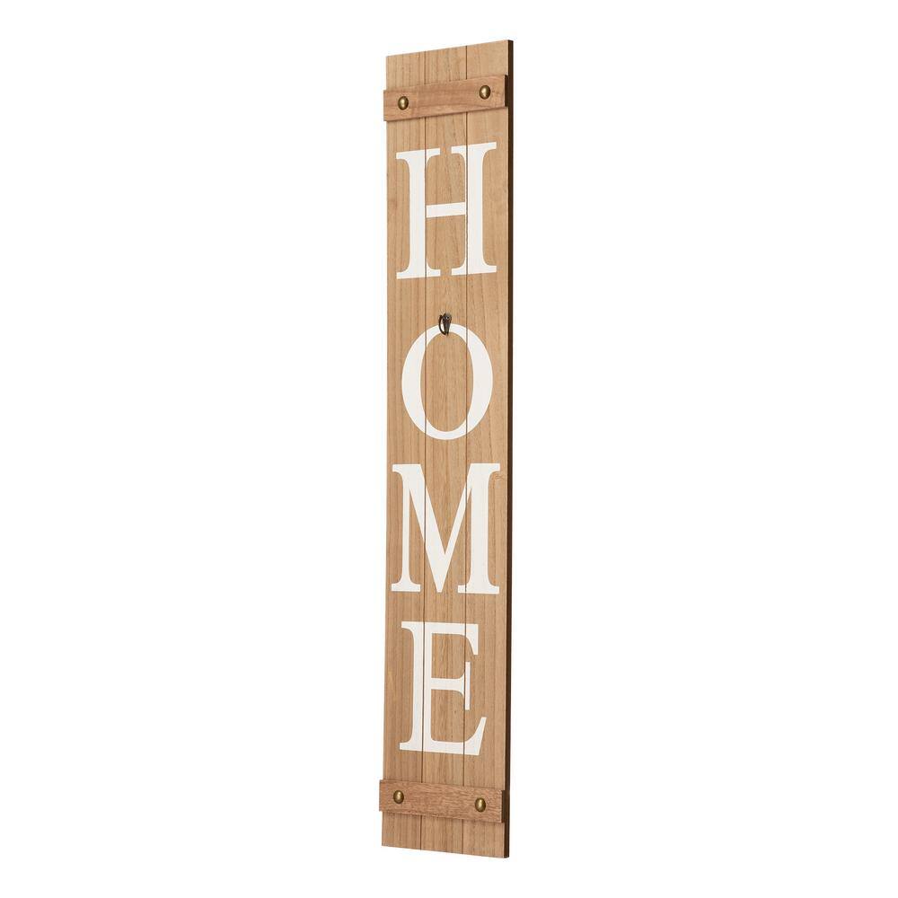 Glitzhome 42 in. H Wooden Home Porch Sign with 3 Changable Wreathes (Spring/Fall/Christmas)