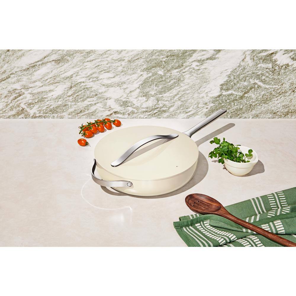 CARAWAY HOME 3 qt. Ceramic Nonstick Saute Pan in Cream