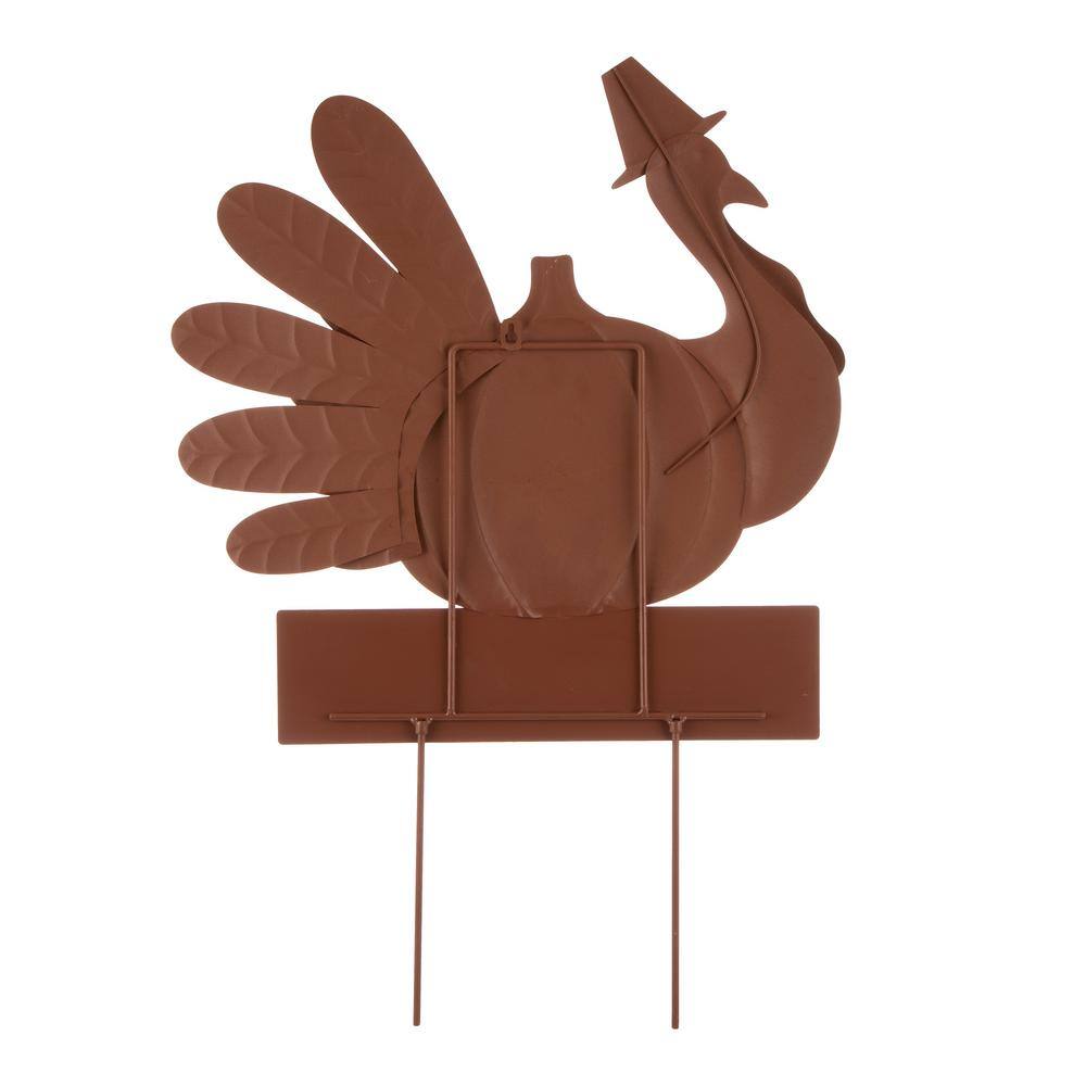 Glitzhome 30.00 in. H Thanksgiving Metal Turkey Yard Stake/Hanging Wall Decor (2-Function)