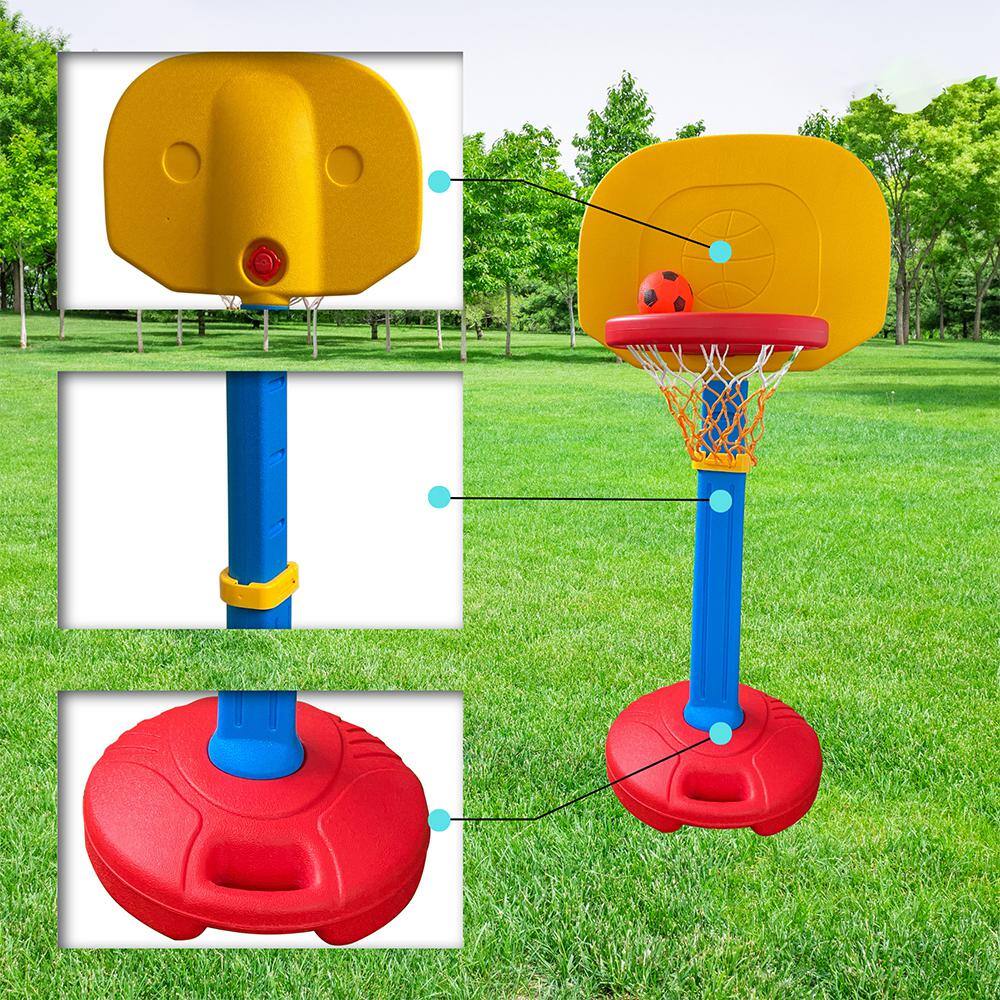 Indoor Outdoor Portable Basketball Hoop with Small Basketball & Adjustment Height for Kids