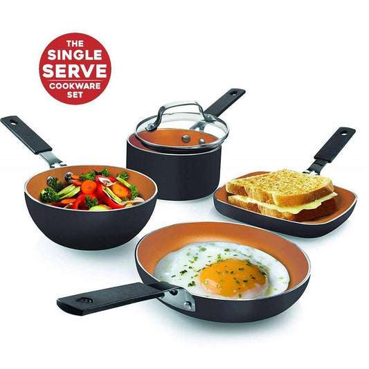 Gotham Steel StackMaster 5-Piece Aluminum Ti-Ceramic Nonstick Single Serving Mini Cookware Set