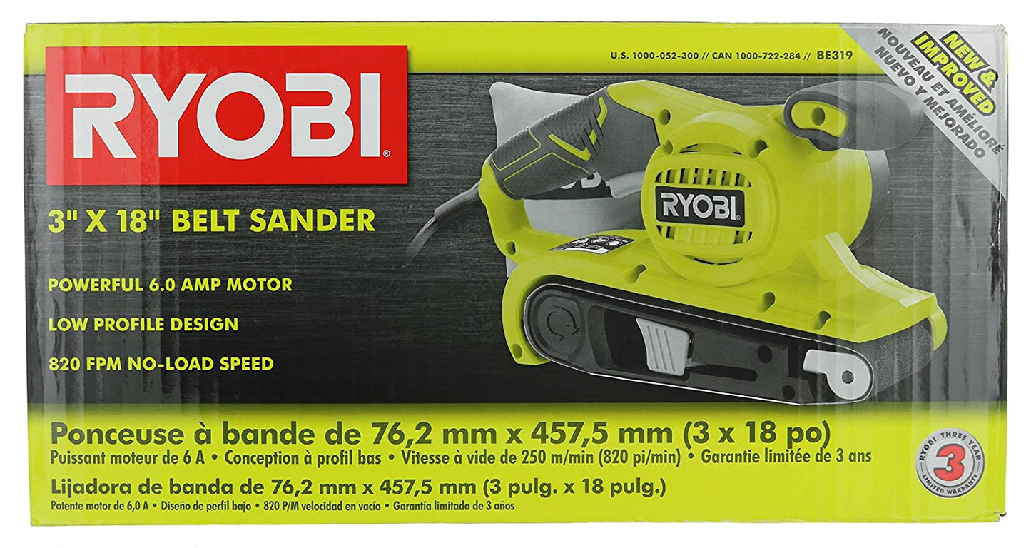 RYOBI 6 Amp Corded 3 in.W x 18 in.L Portable Belt Sander